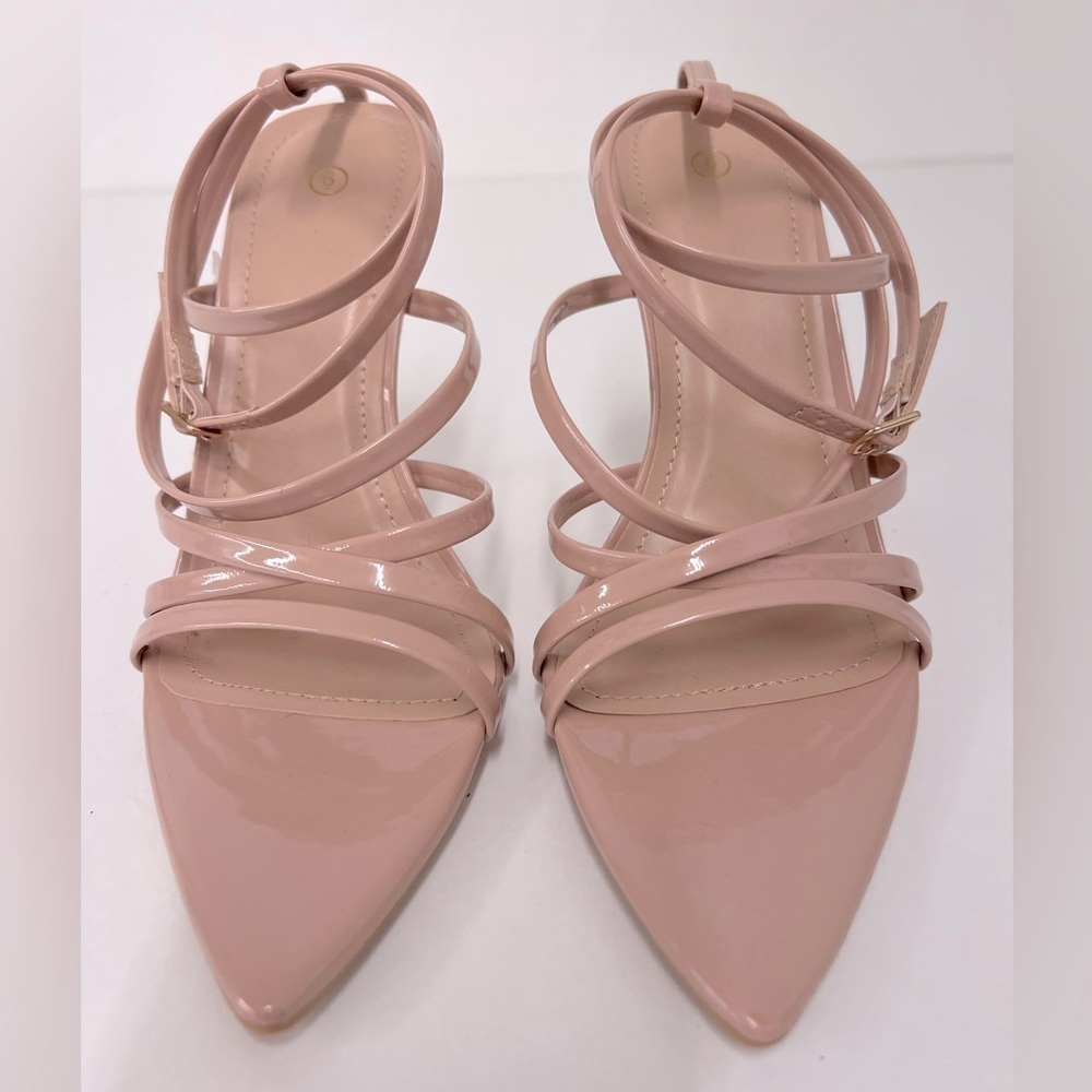 Women's Strappy Pointy Open Toe Ankle Strap Stiletto Sandal - Nude - 6 - Picture 5 of 10